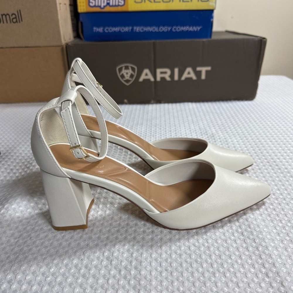 Aldo Pump Women 7.5 D'Orsay Block Heel White NWOB